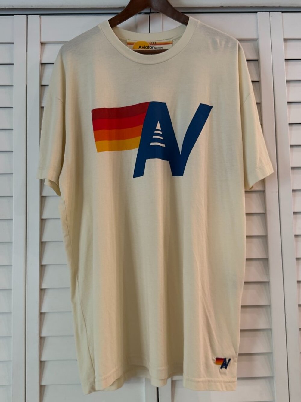 Aviator Nation Vintage Cream Logo Tee - Size XXL